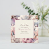 Elegante romantische klassieke chique bloemenblush save the date (Staand voorkant)