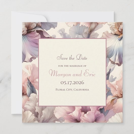 Elegante romantische klassieke chique bloemenblush save the date (Voorkant)