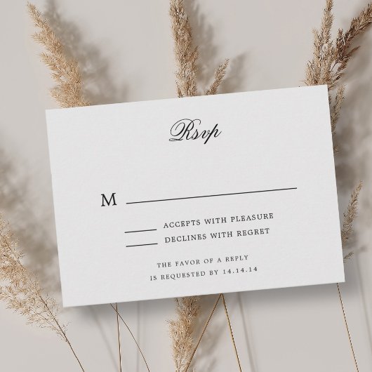 Elegante romantische klassieke script bruiloft RSV RSVP Kaartje