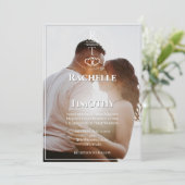 Elegante romantische kleur foto bruiloft kaart (Staand voorkant)