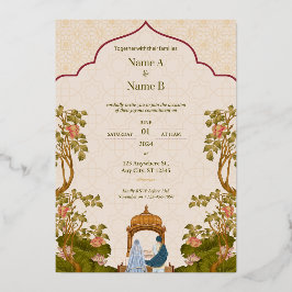 Elegante romantische kleurrijke bruiloft Kaart