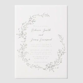 Elegante romantische krans botanische bloemen brui vellum uitnodigingen