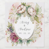 Elegante Romantische Landelijke Bloemige Trouw Vie Wijn Etiket (Enkel label)