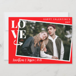 Elegante romantische liefde paar Valentijnsdag fot Feestdagenkaart