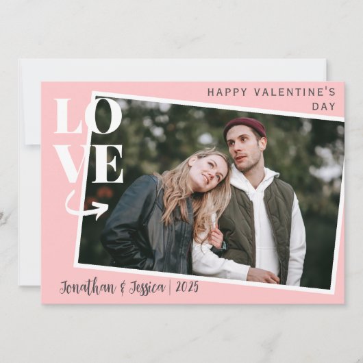 Elegante romantische liefde paar Valentijnsdag fot Feestdagenkaart (Voorkant)