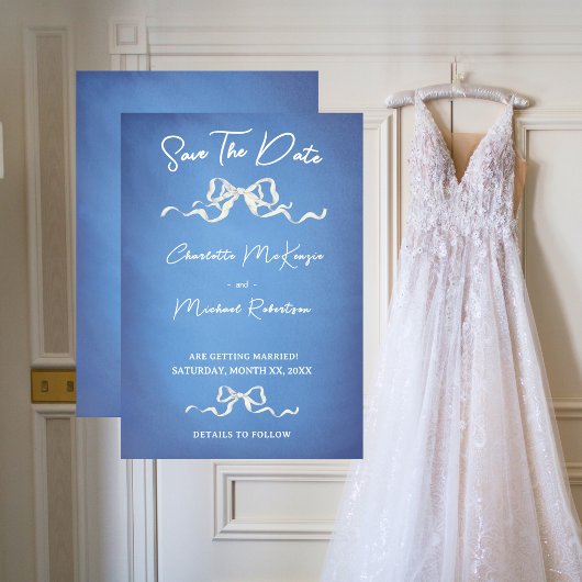 Elegante Romantische Lint Bruiloft Save The Date