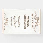 Elegante Romantische Lint Bruiloft Spandoek (Horizontaal)