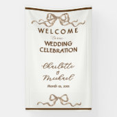 Elegante Romantische Lint Bruiloft Spandoek (Verticaal)