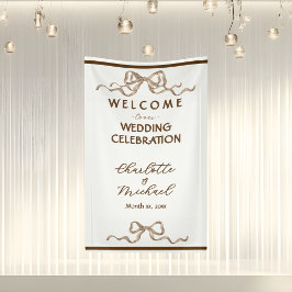 Elegante Romantische Lint Bruiloft Spandoek