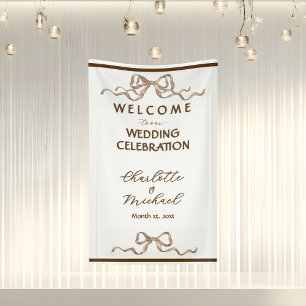 Elegante Romantische Lint Bruiloft Spandoek