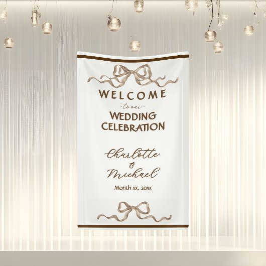 Elegante Romantische Lint Bruiloft Spandoek