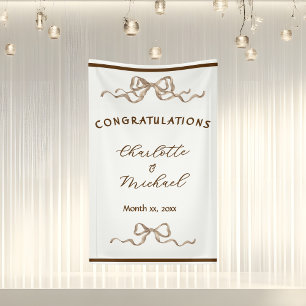 Elegante Romantische Lint Bruiloft Spandoek
