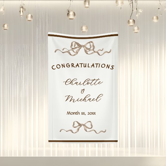 Elegante Romantische Lint Bruiloft Spandoek