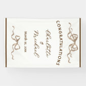 Elegante Romantische Lint Bruiloft Spandoek (Horizontaal)