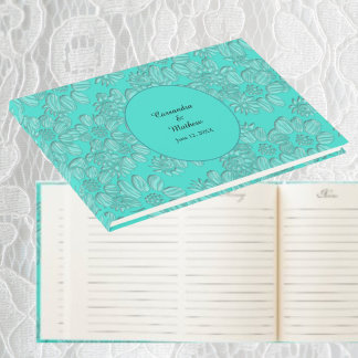Elegante romantische madeliefjes bloementurquoise gastenboek
