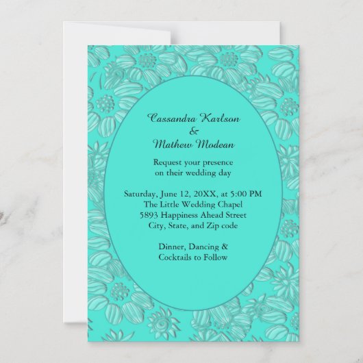 Elegante romantische madeliefjes bloementurquoise magnetische uitnodiging (Voorkant)