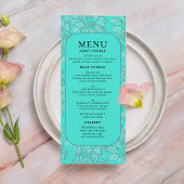 Elegante romantische madeliefjes bloementurquoise menu