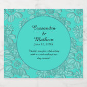 Elegante romantische madeliefjes bloementurquoise  sparkling wijnetiket (Enkel label)