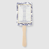 Elegante romantische marine blauw goud botanische handwaaier (Achterkant)