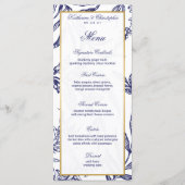 Elegante romantische marine blauw goud botanische  programmakaart (Voorkant)