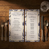 Elegante romantische marine blauw goud botanische  programmakaart