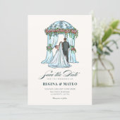 Elegante romantische minimalistische bruiloft  save the date (Staand voorkant)