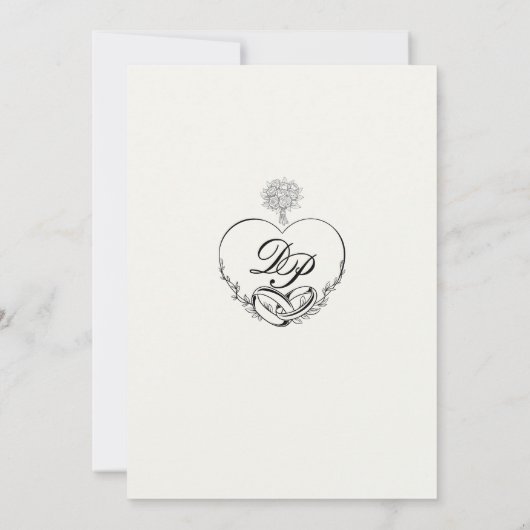 Elegante Romantische Monogram Classy Huwelijksuitn Kaart (Achterkant)