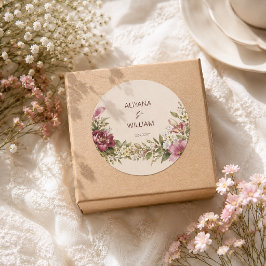 Elegante Romantische Monogram Trouwuitnodiging Ronde Sticker