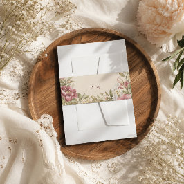 Elegante Romantische Monogram Trouwuitnodiging Uitnodigingen Wikkel