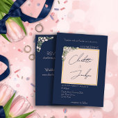 Elegante Romantische Navy Roze Tulp Bruiloft Kaart
