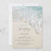 Elegante romantische Ocean Beach bruiloft uitnodig Kaart (Voorkant)