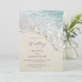 Elegante romantische Ocean Beach bruiloft uitnodig Kaart (Staand voorkant)