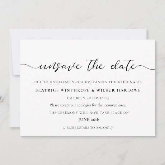 Elegante romantische 'Onbeslist deze datum' trouwu Kaart (Voorkant)