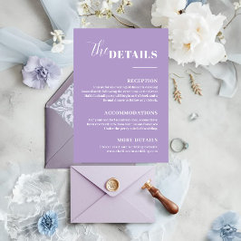 Elegante Romantische Paarse Details Envelopkaart Informatiekaartje