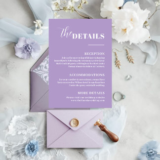 Elegante Romantische Paarse Details Envelopkaart Informatiekaartje