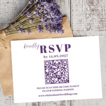 Elegante Romantische Paarse Foto Bruiloft RSVP kaa