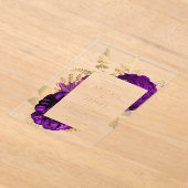 Elegante romantische Paarse gouden bloem Acryl Uitnodigingen (Laagn)