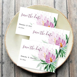 Elegante Romantische Paarse Lotus Watercolor Kunst Save The Date