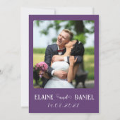 Elegante romantische Paarse met foto bruiloft Kaart (Achterkant)