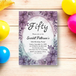 Elegante Romantische Paarse Rozen Bloemen 50ste Ve Kaart