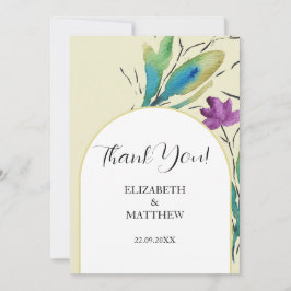 Elegante Romantische Paarse Wilde Bloemen Watercol Bedankkaart