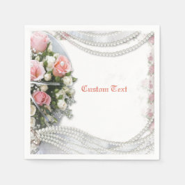 Elegante & Romantische Parels & Rozen Personaliser Servet