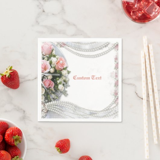 Elegante & Romantische Parels & Rozen Persoonlijk Servet (Insitu)