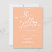 Elegante romantische perzik bruiloft QR-code Kaart (Voorkant)