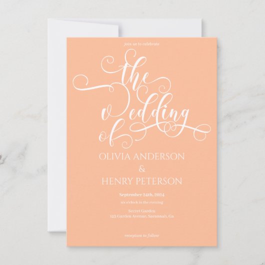 Elegante romantische perzik bruiloft QR-code Kaart (Voorkant)