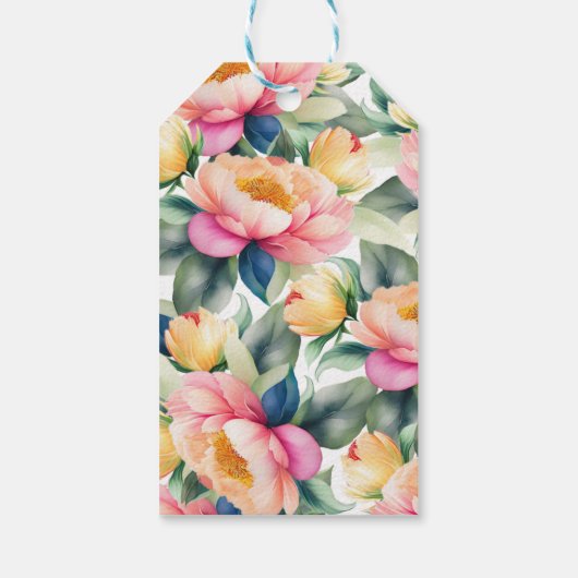 Elegante romantische pioen Waterverf bruiloft Cadeaulabel (Achterkant)