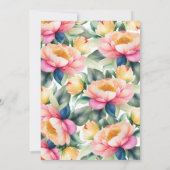 Elegante romantische pioen Waterverf bruiloft Kaart (Achterkant)