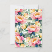 Elegante romantische pioen Waterverf bruiloft RSVP Kaartje (Achterkant)