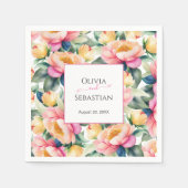 Elegante romantische pioen Waterverf bruiloft Servet (Voorkant)