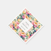 Elegante romantische pioen Waterverf bruiloft Servet (Hoek)